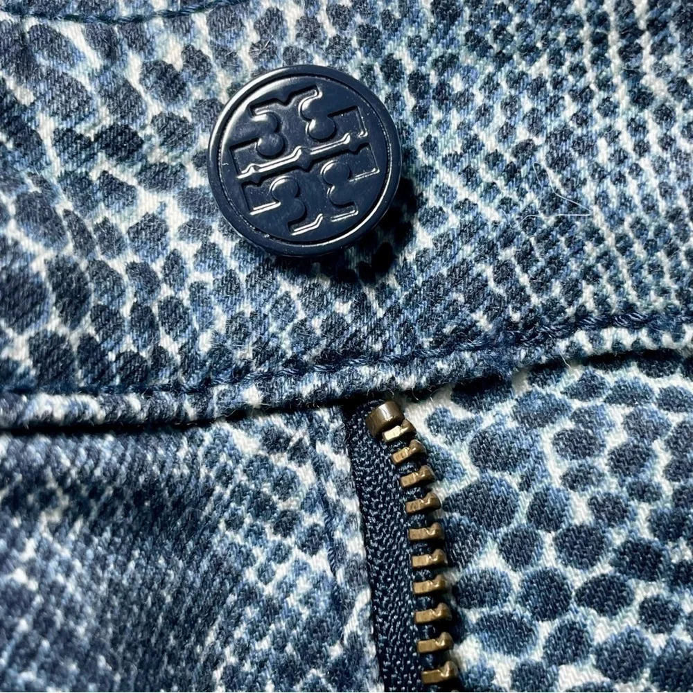 Tory Burch navy Boa Snakeskin print pants sz 28